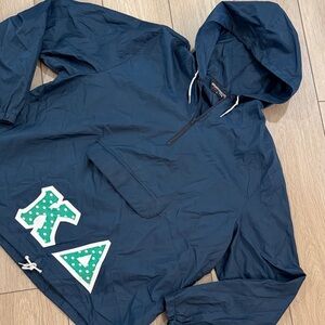 Vintage Kappa Delta Sorority Greek Life Pull Over Hooded Wind Breaker Sz XL